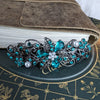 Swarovski Teal Floral Crystal Hair Clips, Fancy Hair Barrettes, Bridal Hair Accessories, Hair Barrettes for Thick Hair, elven jewelry