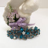 Swarovski Teal Floral Crystal Hair Clips, Fancy Hair Barrettes, Bridal Hair Accessories, Hair Barrettes for Thick Hair, elven jewelry