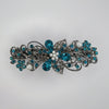 Swarovski Teal Floral Crystal Hair Clips, Fancy Hair Barrettes, Bridal Hair Accessories, Hair Barrettes for Thick Hair, Elven Jewelry