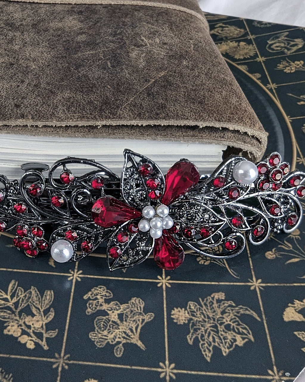 Red and Silver Artistic Hair Accessory Amazon.com : Casdre Crystal Bride Wedding Hair Comb Silver  main image 3