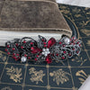 high quality Swarovski red floral crystal hair clips, bridal hair accessories, fancy hair barrettes, elven jewelry, vintage jewelry, hair barrettes for thick hair