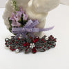 high quality Swarovski red floral crystal hair clips, bridal hair accessories, fancy hair barrettes, elven jewelry, vintage jewelry, hair barrettes for thick hair