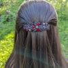 high quality Swarovski red floral crystal hair clips, bridal hair accessories, fancy hair barrettes, elven jewelry, vintage jewelry, hair barrettes for thick hair