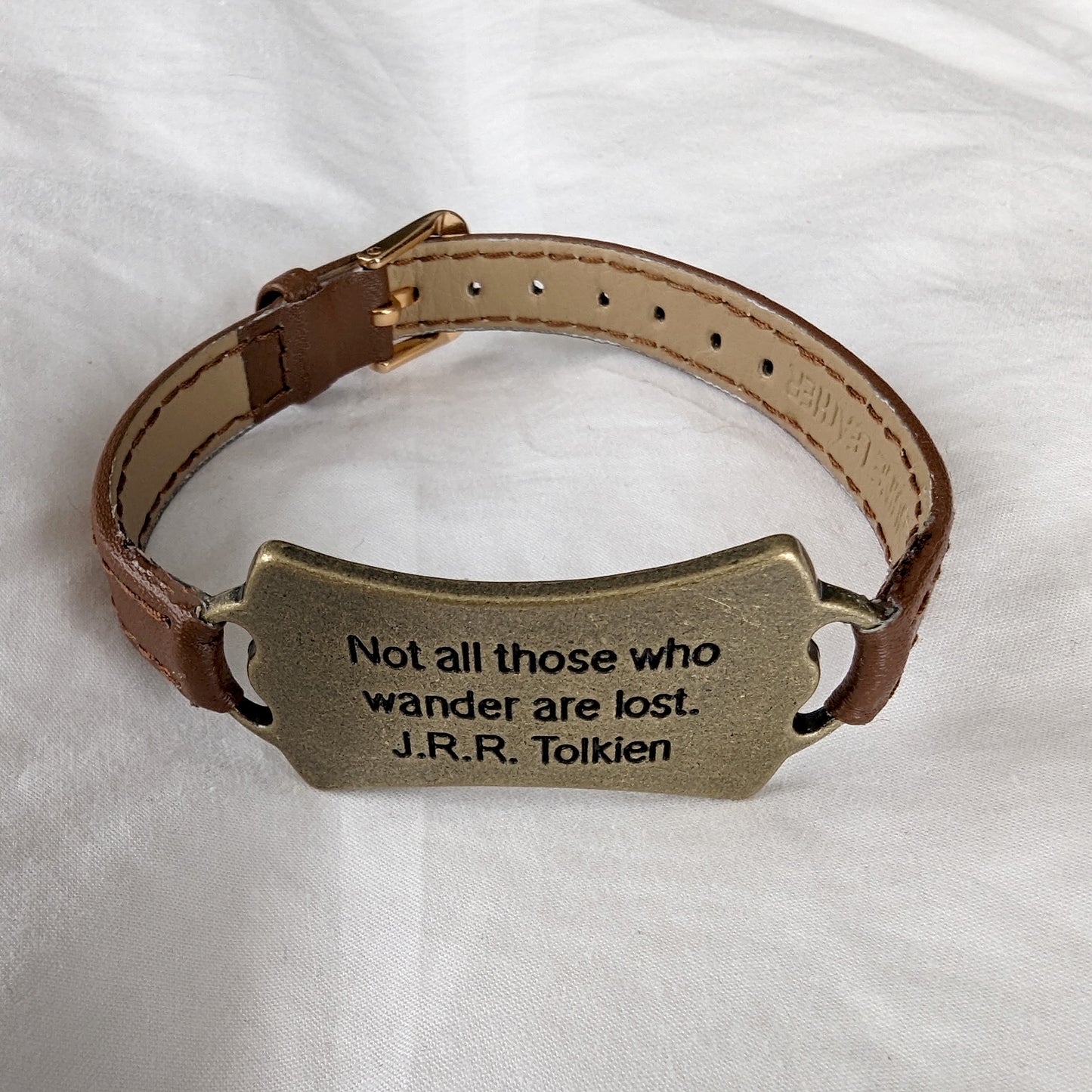 Lord of the Rings themed bracelet with J.R.R. Tolkien quote: Not all those who wander are lost
