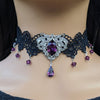 Vintage Amethyst Choker Necklace made with Swarovski Crystals, Gothic Jewelry, Dark Fantasy Necklace