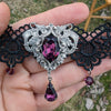 Vintage Amethyst Choker Necklace made with Swarovski Crystals, Gothic Jewelry, Dark Fantasy Necklace