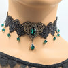 Vintage Emerald Choker Necklace made with Swarovski Crystals, Gothic Jewelry, Vintage Jewelry