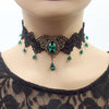 Vintage Emerald Choker Necklace made with Swarovski Crystals, Gothic Jewelry, Vintage Jewelry