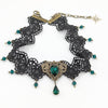 Vintage Emerald Choker Necklace made with Swarovski Crystals, Gothic Jewelry, Vintage Jewelry