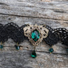 Vintage Emerald Choker Necklace made with Swarovski Crystals, Gothic Jewelry, Vintage Jewelry