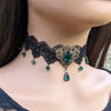 Vintage Emerald Choker Necklace made with Swarovski Crystals, Gothic Jewelry, Vintage Jewelry