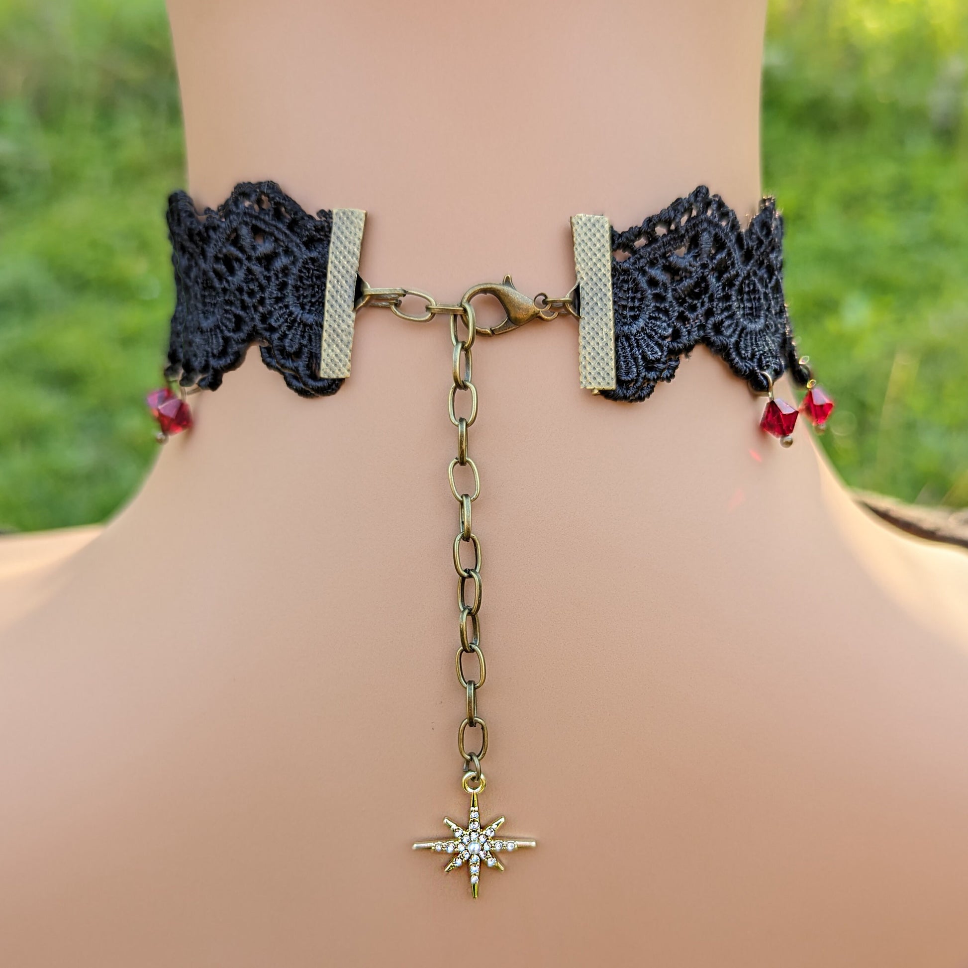 Gothic Red Choker Necklace made with Swarovski Crystals