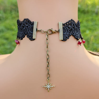 Gothic Red Choker Necklace made with Swarovski Crystals