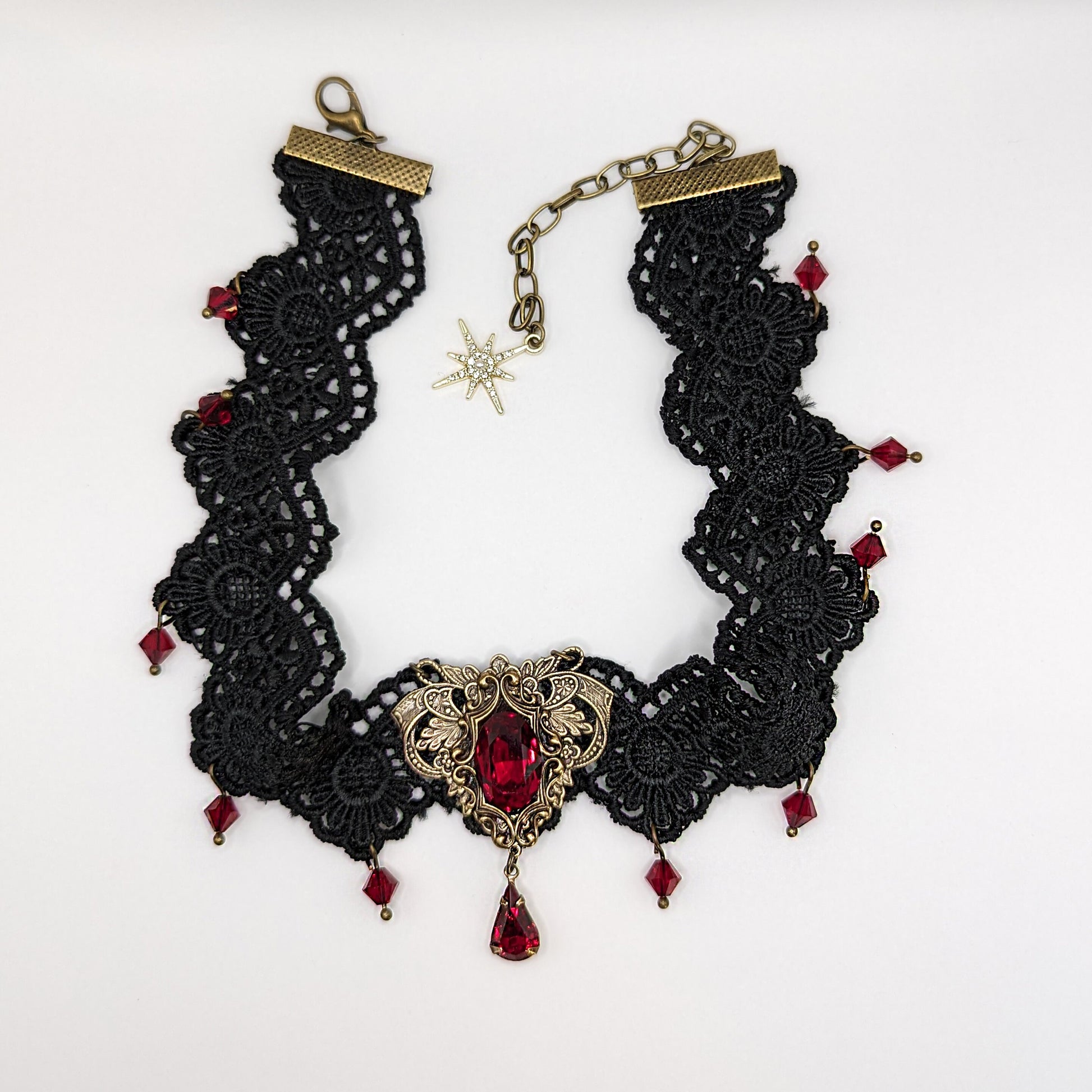 Gothic Red Choker Necklace made with Swarovski Crystals