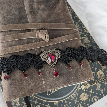 Gothic Red Choker Necklace made with Swarovski Crystals
