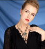 Vintage Rhinestone and pearl Statement Necklace with Black Opal Replica, Vintage Jewelry