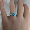 White Gold CZ Blue Topaz Heart Shaped Promise Ring, Engagement Rings, December Birthstone