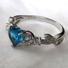White Gold CZ Blue Topaz Heart Shaped Promise Ring, Engagement Rings, December Birthstone