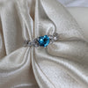 White Gold CZ Blue Topaz Heart Shaped Promise Ring, Engagement Rings, December Birthstone