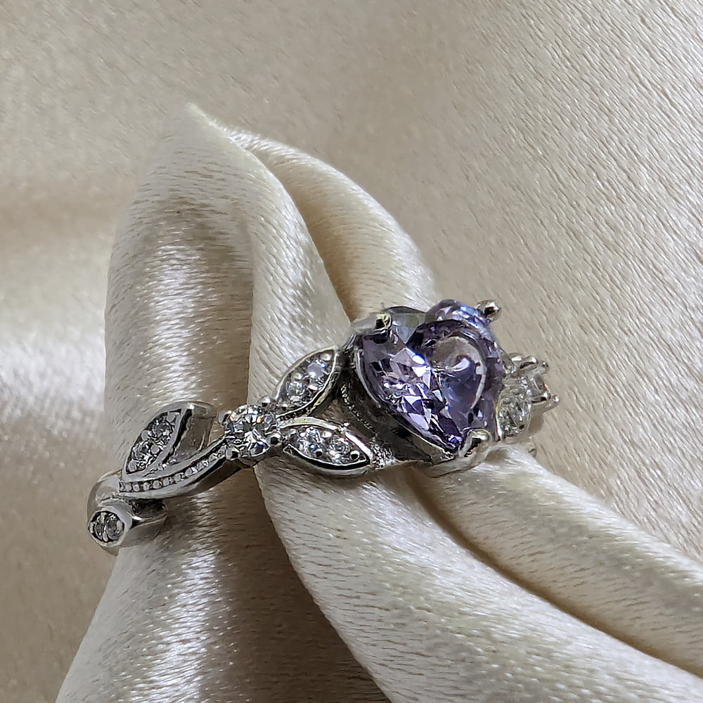 Purple heart shaped engagement rings hotsell