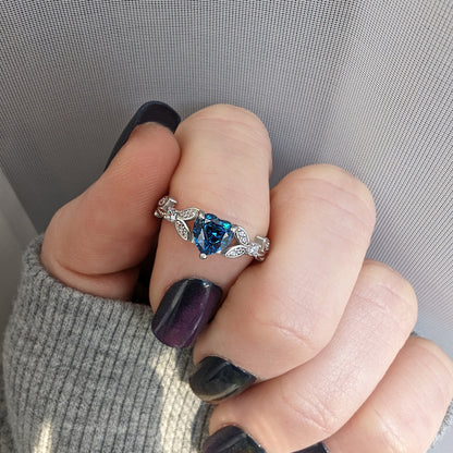 White Gold Sapphire Heart Shaped Engagement Rings, Promise Ring, September Birthstone