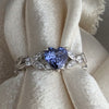 White Gold Tanzanite CZ Heart Shaped Ring, Tanzanite Engagements Rings, Promise Rings, December Birthstone