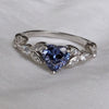 White Gold Tanzanite CZ Heart Ring, Tanzanite Engagements Rings, Promise Rings, December Birthstone
