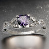 White Gold Violet CZ Heart Shaped Ring, Purple Ring, Engagement Rings, Promise Ring