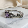 White Gold Violet CZ Heart Shaped Ring, Purple Ring, Engagement Rings, Promise Ring