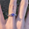 White Gold Violet CZ Heart Shaped Ring, Purple Ring, Engagement Rings, Promise Ring