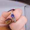 White Gold Violet CZ Heart Shaped Ring, Purple Ring, Engagement Rings, Promise Ring