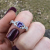White Gold Violet CZ Heart Shaped Ring, Purple Ring, Engagement Rings, Promise Ring