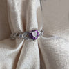 white gold amethyst engagement ring,  heart shaped ring, bridal jewelry jewelry