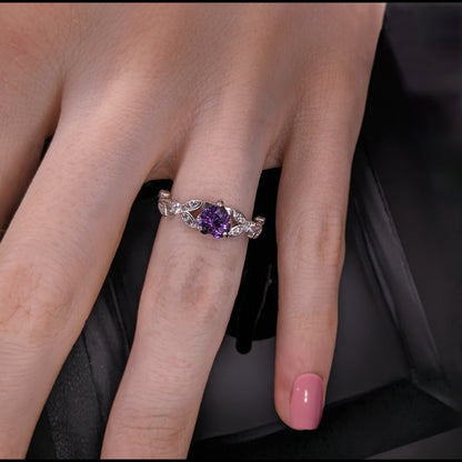 white gold amethyst engagement ring,  heart shaped ring, bridal jewelry jewelry
