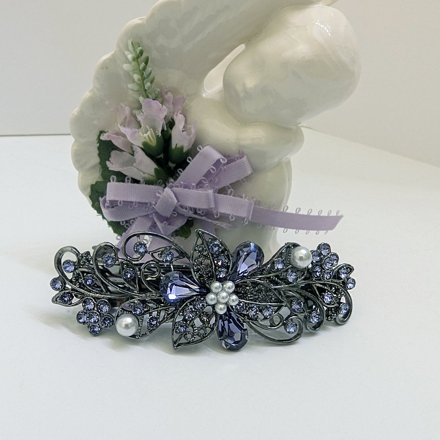 Tanzanite crystal bridal hair clip, bridal hair accessories, crystal hair clips, fancy hair barrettes