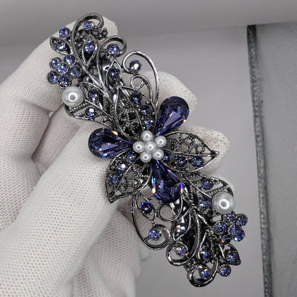 Tanzanite crystal bridal hair clip, bridal hair accessories, crystal hair clips, fancy hair barrettes