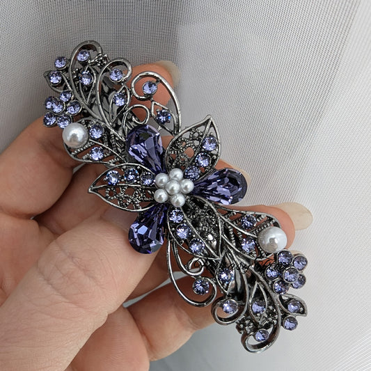 Tanzanite crystal bridal hair clip, bridal hair accessories, crystal hair clips, fancy hair barrettes