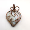 Dendrite Opal Copper Wire Wrapped Heart Stone Pendant Necklace, Wire Wrapped Jewelry, Heart Stone Necklace