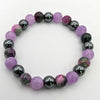 Bracelet with violet purple, Persian Jade and black hematite beads