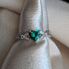 emerald engagement rings in white gold and rose gold, heart shaped rings, bridal jewelry jewelry, emerald rings engagement