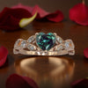 Emerald Engagement Rings, Heart Shaped Wedding Rings in White Gold or Rose Gold, Wedding Jewelry