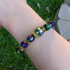Iridescent Rainbow Faceted Glass Stretch Bracelet