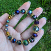 Iridescent Rainbow Faceted Glass Stretch Bracelet