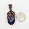 Natural Faceted Blue Lapis Wire Wrapped Stone Pendant Necklace, Blue Lapis Jewelry