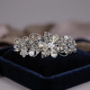 Elegant Floral Bridal Hair Barrette with Clear Swarovski Crystals – Perfect for Thick Hair