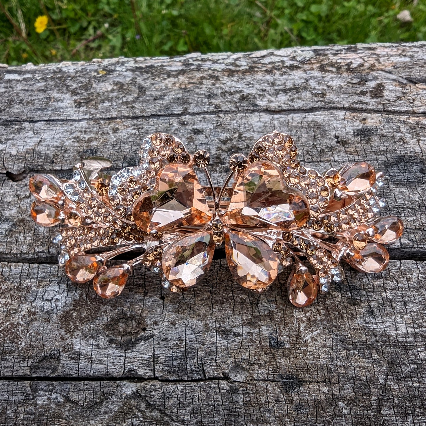 Crystal butterfly hair clips in purple, blue and gold, Butterfly Hair Barrette