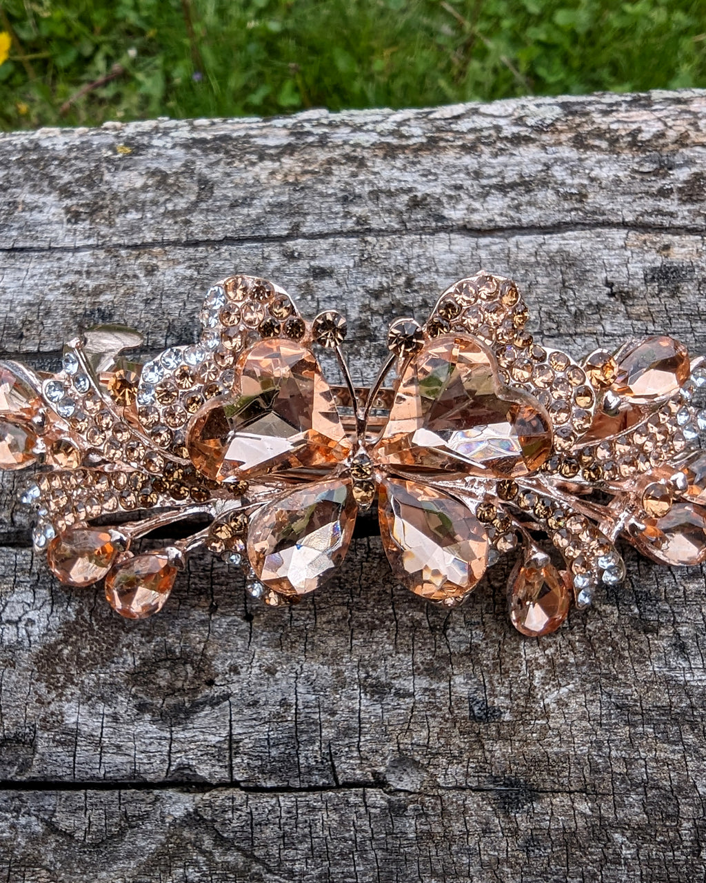 Delicate Crystal Butterfly Barrette Trio Duo Butterfly Crystal Barrette – Soho Style main image 4