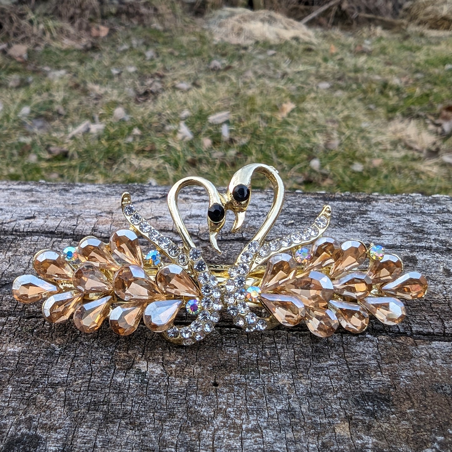 Crystal Swan Hair Clips, Swan Rhinestone Hair Barrette