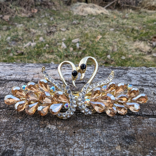 Crystal Swan Hair Clips, Swan Rhinestone Hair Barrette