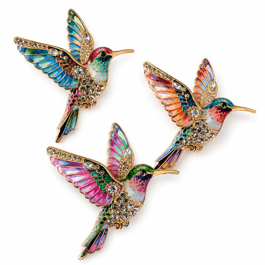 Hummingbird Brooch Pin | Colorful Rhinestone Bird Jewelry